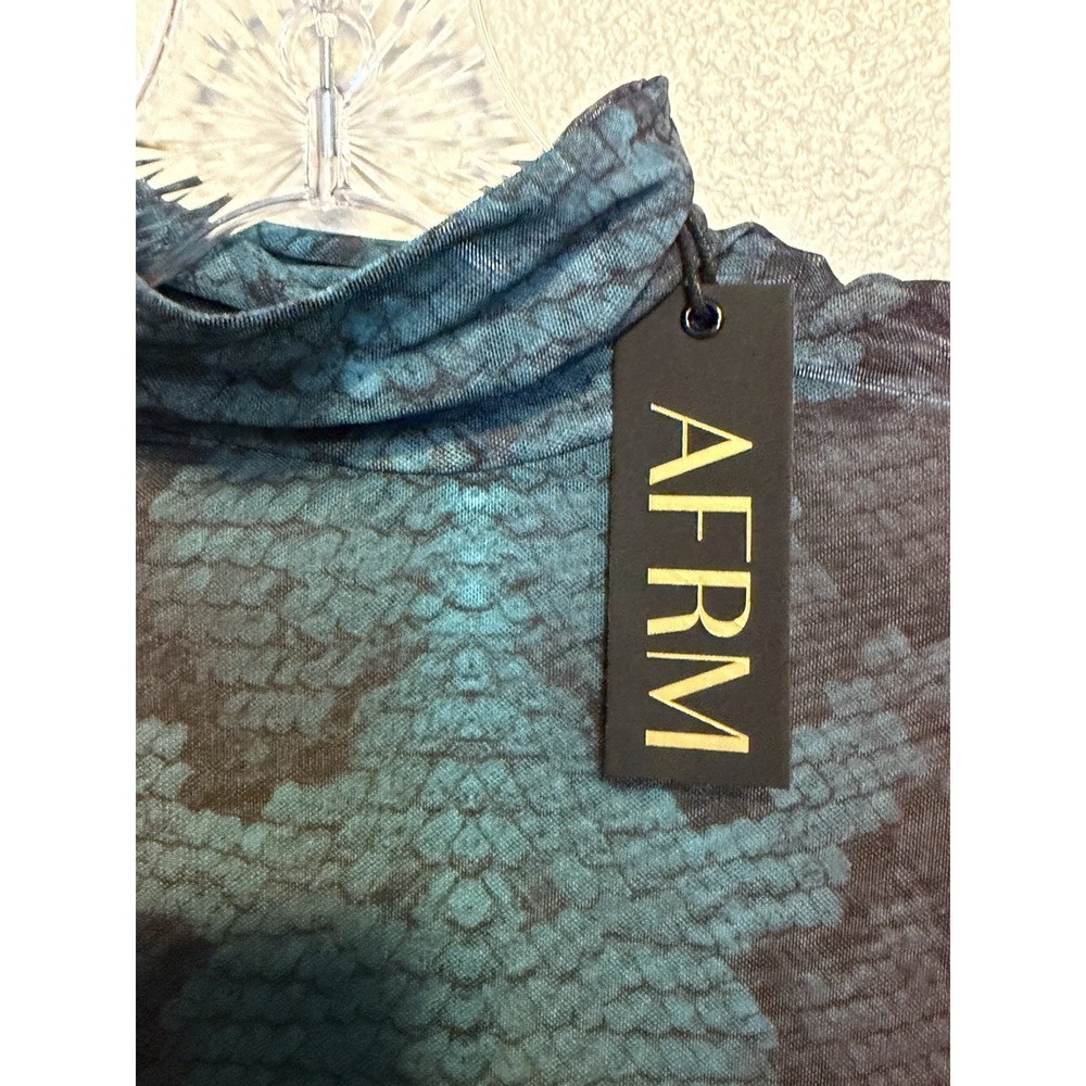 AFRM Zadie Mesh Top sz.S "Fig Snake" Sheer Turtleneck Long Sleeve Festival NWT - Picture 3 of 5